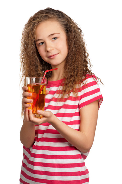 Girl with apple juice - Foto, Imagem