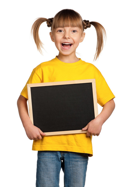 Girl with blackboard - Фото, изображение