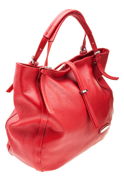Κόκκινη γυναικεία τσάντα που απομονώνονται σε λευκό φόντο. - Φωτογραφία, εικόνα