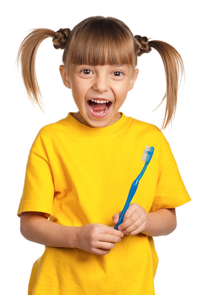 κορίτσι με οδοντόβουρτσα - Φωτογραφία, εικόνα