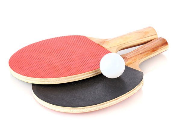 Ping-pong rackets and ball, isolated on white - Фото, зображення