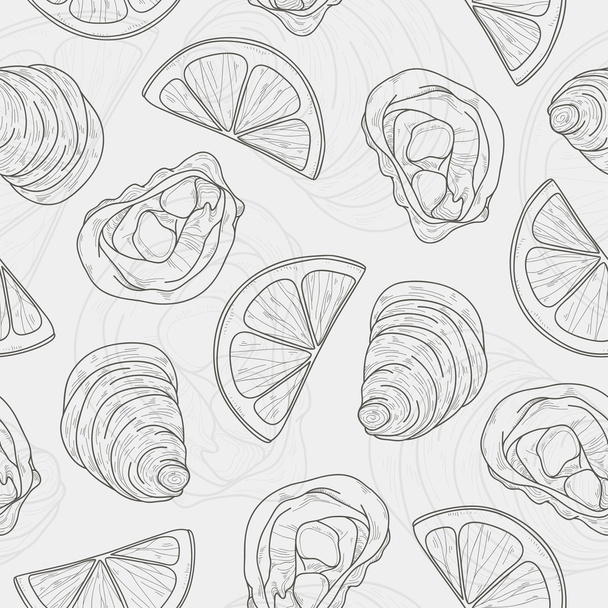 Seafood seamless pattern - Vector, Image