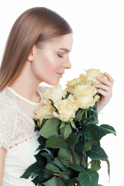 model posing with roses - Photo, image