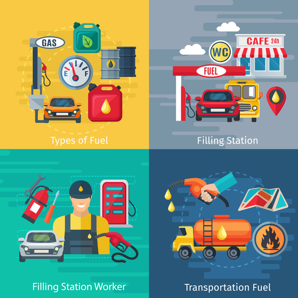 Set icone concetto stazione di servizio
 - Vettoriali, immagini