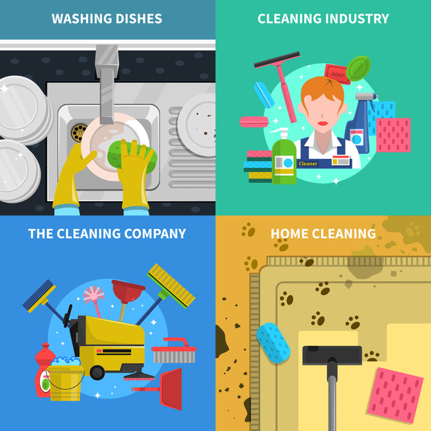 Cleaning Concept Icons Set - Διάνυσμα, εικόνα