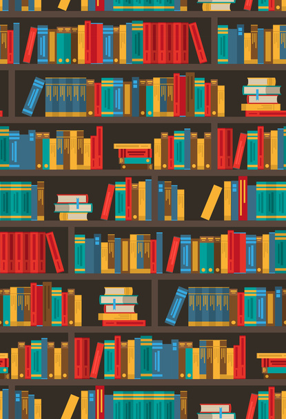 Book Shelves  Dtcorative Colorful Icon Poster - Vector, Image