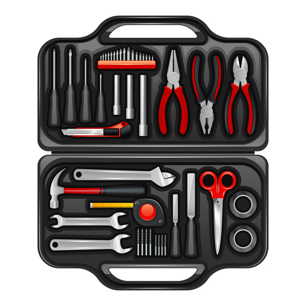 Tool Box With Toolkit Set - Vector, Image
