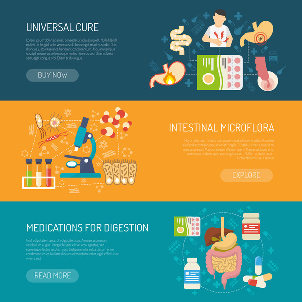 Digestion Banners Set - Vector, afbeelding