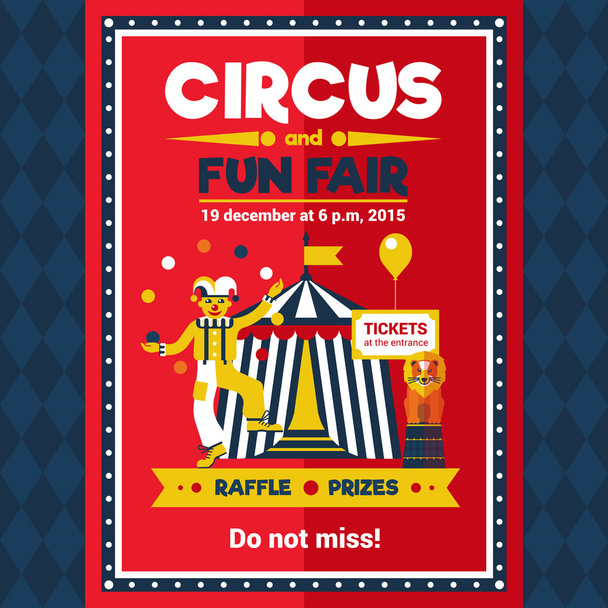 Τσίρκο λούνα παρκ Καρναβάλι αφίσα κόκκινο - Διάνυσμα, εικόνα