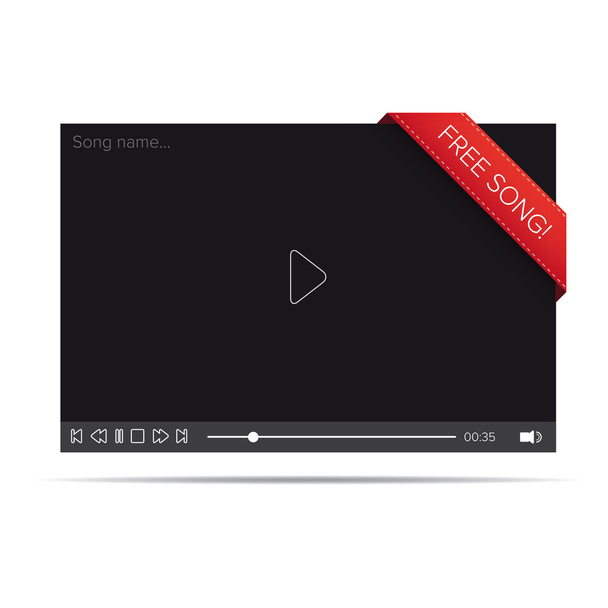 Плоский видеоплеер для веб-и мобильных приложений с бесплатными уведомлениями о песнях
 - Вектор,изображение