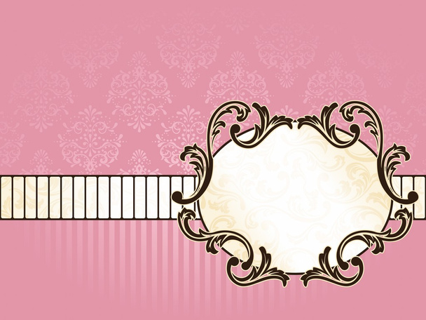 Banner retro francês romântico em rosa
 - Vetor, Imagem