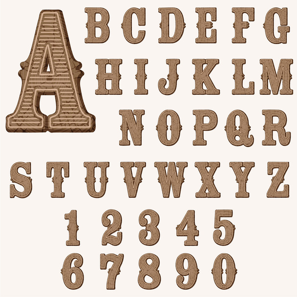 wooden western alphabet - Vector, Image