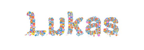 Male name Lukas filled with flowers - Photo, Image