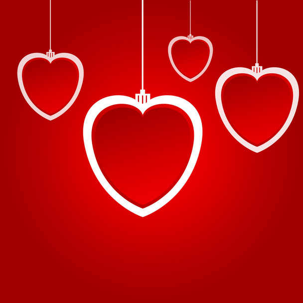 Heart-shaped hanging on a red background - Vector, Image
