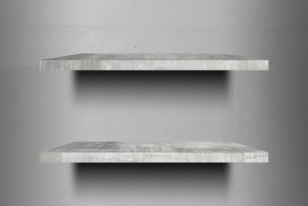 Çift Kişilik boş beton üst hazır ürün görüntü montaj için raflar. - Fotoğraf, Görsel