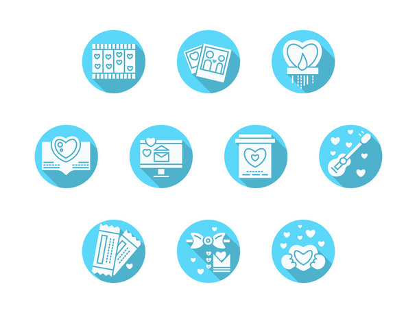 Valentines Day party blue round vector icons - Vector, Image