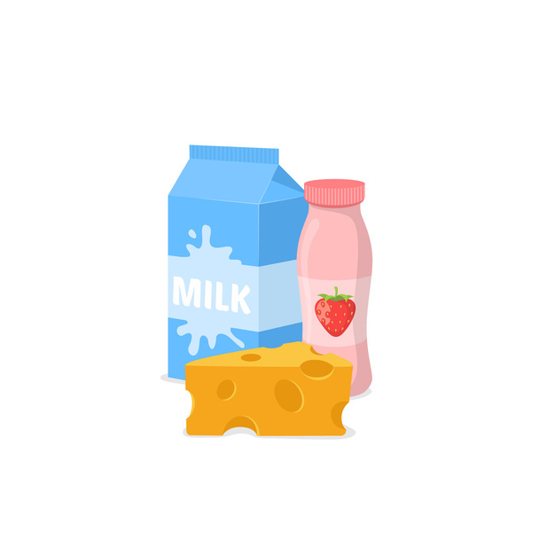 Typowe produkty mleczne. - Wektor, obraz