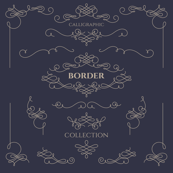 Collection of calligraphic borders. - Vector, Image