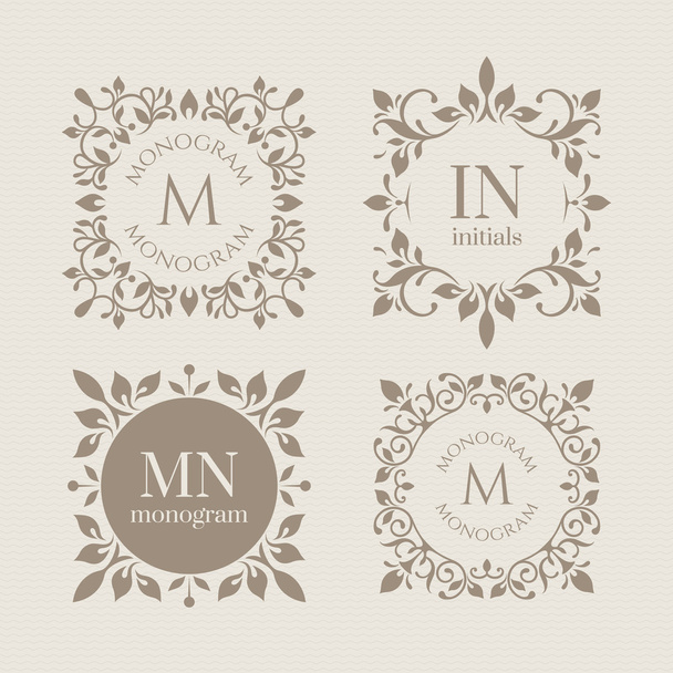 Floral monograms for cards, invitations, menus, labels - Vector, afbeelding