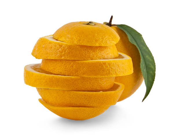 sliced orange on white - Foto, Imagem