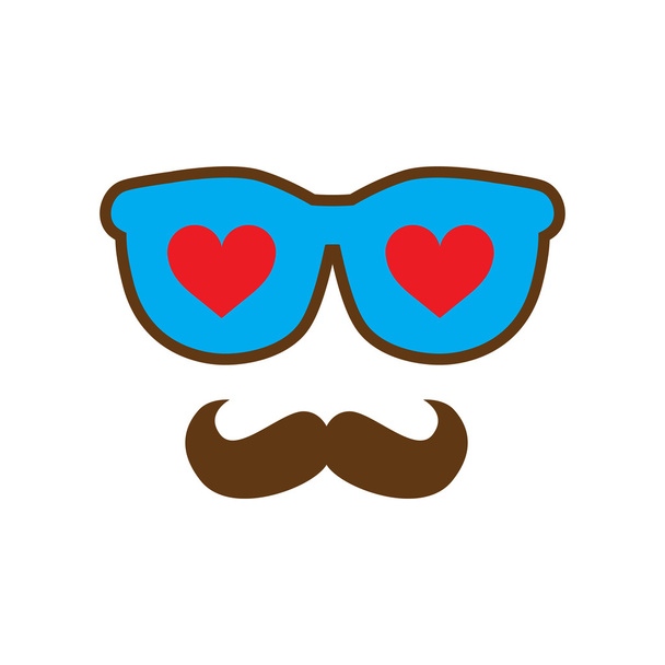 Flat web icon on white background glasses mustache - Vector, Image