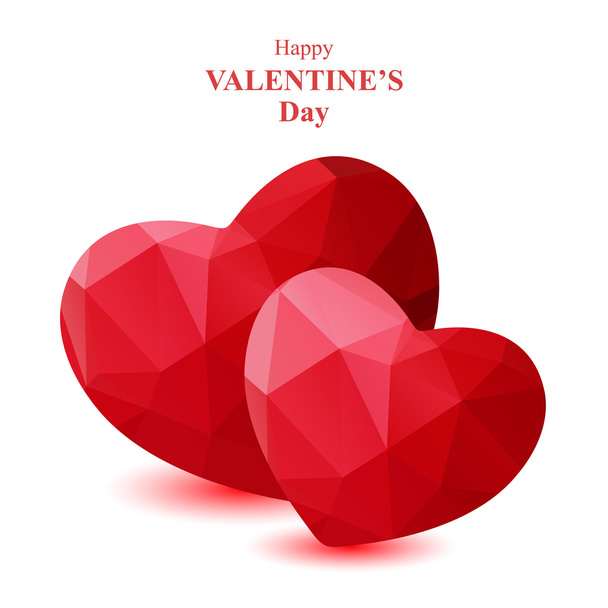 polygonal two red hearts - Vector, imagen