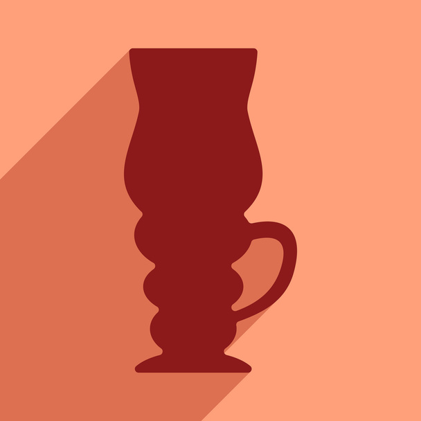 Flat icon with long shadow coffee cup - Vektör, Görsel