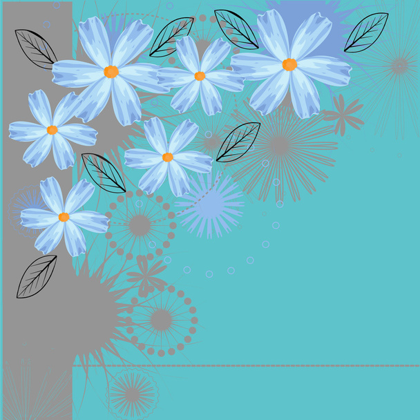 Vector background with blue flowers - Vektor, kép