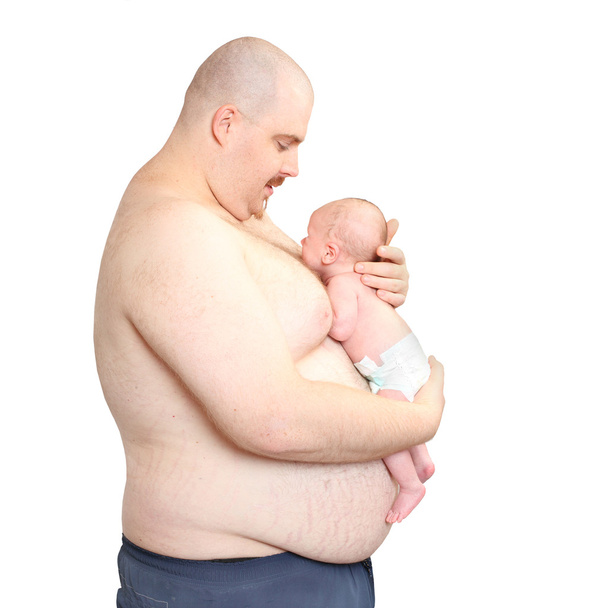 Nadváhu otce a jeho malé děťátko  - Fotografie, Obrázek