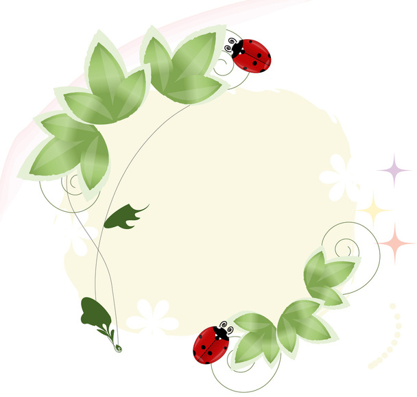 Ladybugs on green leaves - Vector, Image