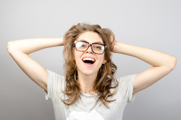 woman in glasses very happy - Foto, imagen