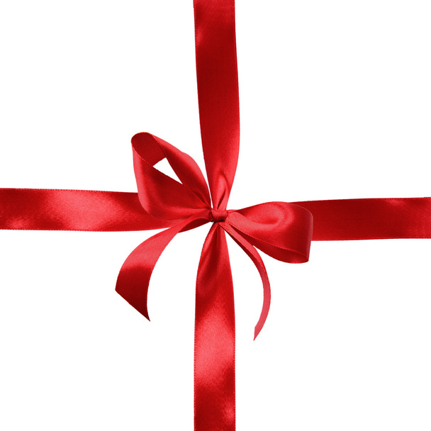 Red satin gift bow - Foto, Imagen