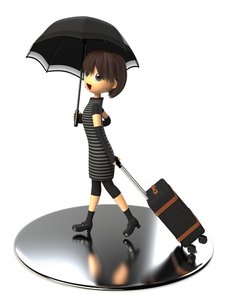 Γυναίκα που μεταφέρουν μια τσάντα με ομπρέλες - Φωτογραφία, εικόνα