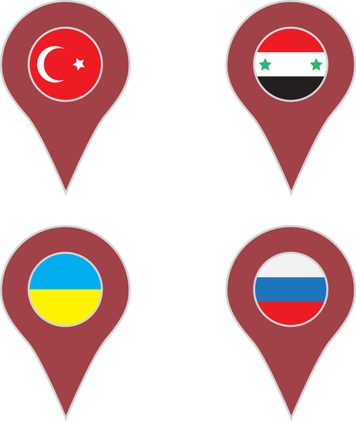 Pin location country set - Вектор,изображение