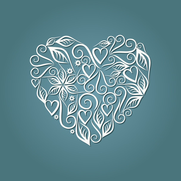 Vintage heart symbol of love valentines day volume gray - Vector, Image