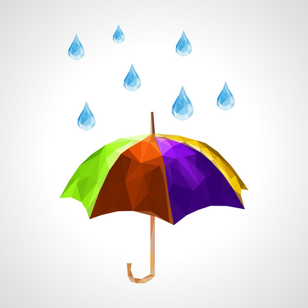 Wielokąt zestaw parasol i krople deszczu na purp Prognoza pogody - Wektor, obraz