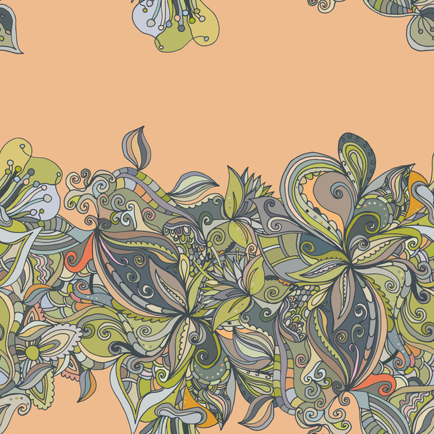 Hand-drawn floral seamless pattern - Вектор,изображение