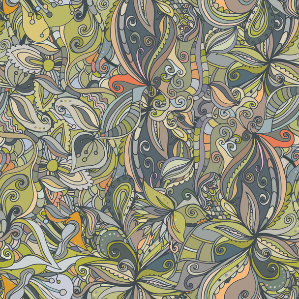 Hand-drawn floral seamless pattern - Вектор,изображение