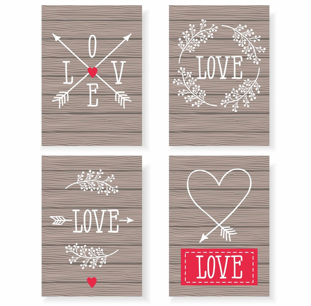 Set of cards for your design. Love. Cards for the holiday. Valentine's Day. Vector illustration. - Vetor, Imagem