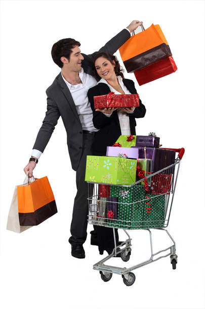 Couple Christmas shopping - Φωτογραφία, εικόνα