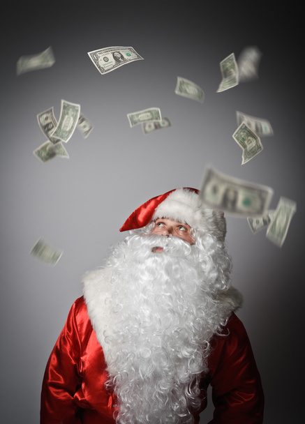 Santa Claus and dollars. - Fotoğraf, Görsel