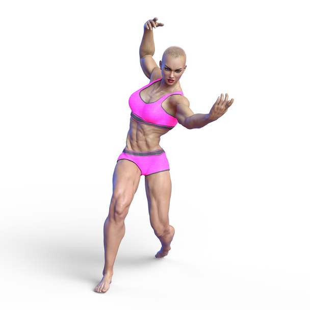3D CG rendering of a female body builder - Photo, Image