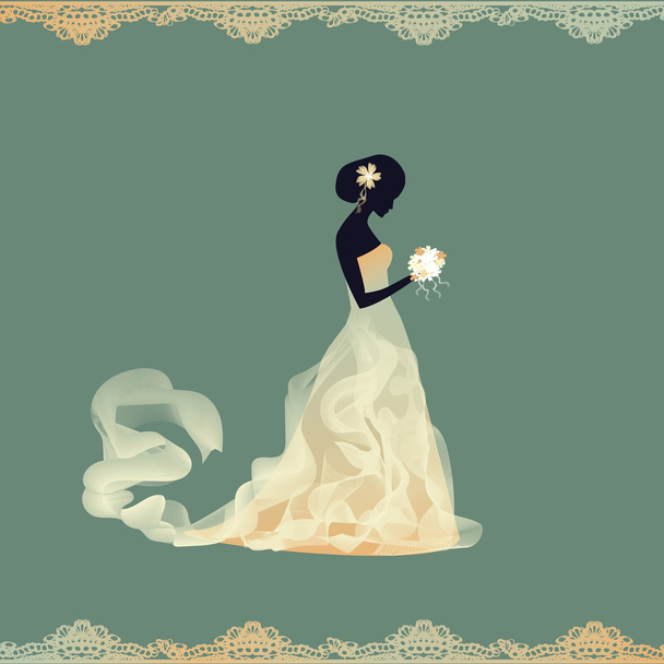 bride with bouquet - Vector, Image