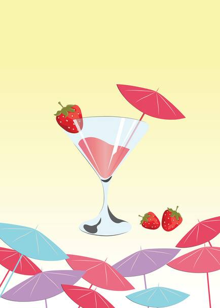 Strawberry cocktail background - Vettoriali, immagini