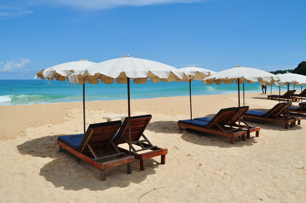 Beach chairs, sea and blue sky - Photo, Image