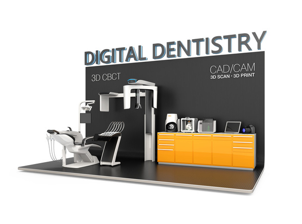 Concepto odontológico digital. Imagen de renderizado 3D con ruta de recorte
. - Foto, Imagen