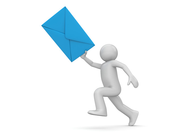 Messenger - menselijke met blauwe envelop - Foto, afbeelding