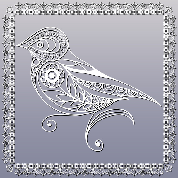 Lace illustration with bird 2 - Vektori, kuva
