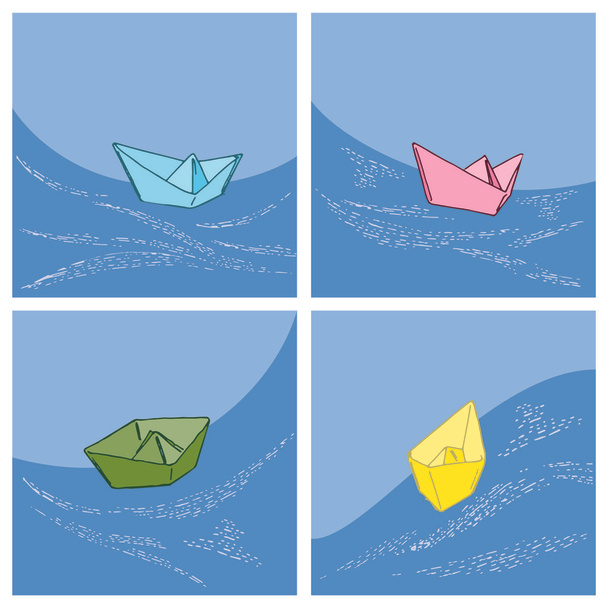 Paper boat collection - Wektor, obraz