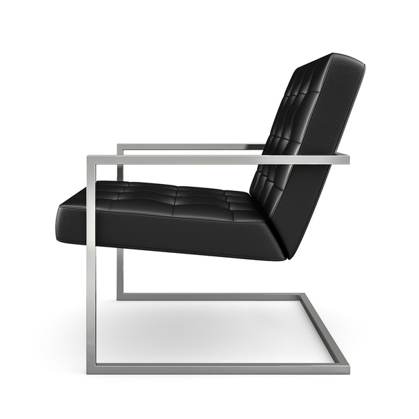 Black modern armchair isolated on white background 3D rendering - Foto, imagen